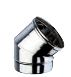 Inox Bocht Enkelwandig 45&deg; - Diameter 100mm