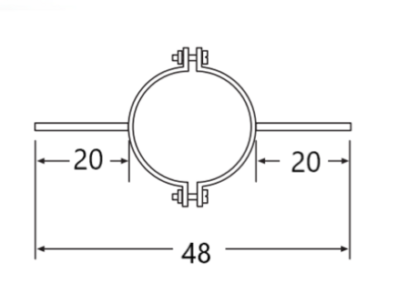 Inox / RVS  staartbeugel voor flexibel Diameter 80mm