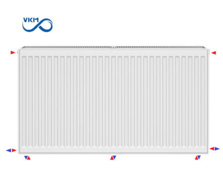 VKM8 UNI T22 Paneelradiator H900 L900 (2102 Watt)  8-aansluitpunten