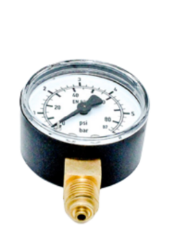 Manometer SW RADIAAL  (onder) 1/4&quot;  0-10 bar  - 50 mm