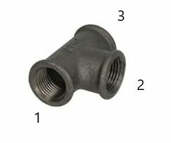 HSE Verloop T-stuk  1&frac14;&quot; - 1/2&quot; -1&frac14;&quot; FFF Gietijzer Zwart 