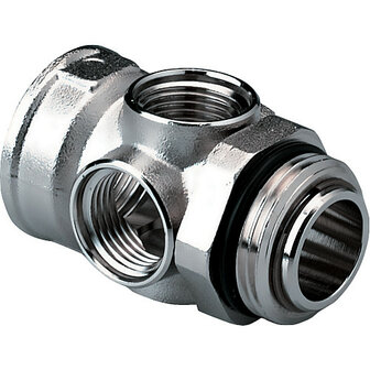Begetube Collector Doorvoerstuk 4/4&quot;  met ontluchter, thermometer en aflaatkraan  286.011.026