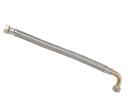Flexibel Met Inox Omvlechting  met bocht 90&deg; 3/4&quot;F - 3/4&quot;F - 30 cm