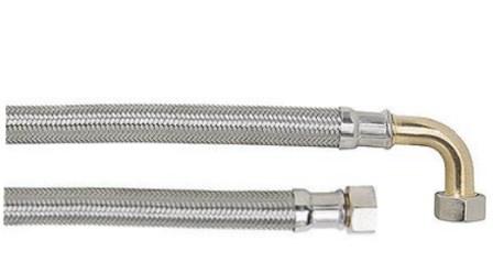 Flexibel Met Inox Omvlechting  met bocht 90&deg; 3/4&quot;F - 3/4&quot;F - 30 cm