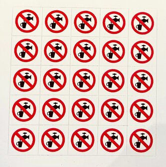 Pictogram Zelfklevend Geen Drinkwater 15 x 15 mm (vel met 25  kleine pictogrammen)