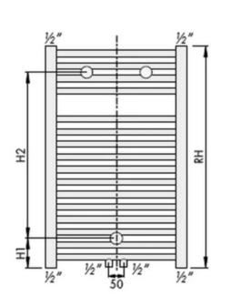 Initium Handdoekradiator H 775  B 495  (367 Watt)  met middenaansluiting