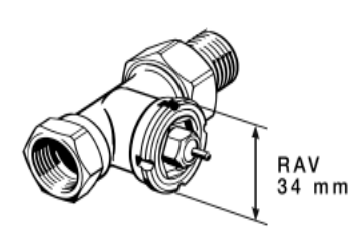 Danfoss Vervang Thermostaatkop AERO  RA/V  2960- 34 mm groot
