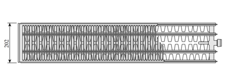 Radson ventiel  plintradiator Hoogte 200 mm - T44 - Lengte 3000 ( 4011W)