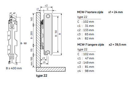 Radson radiator Integra  FLEX 8C NEW  H750 L0400 T22 ( 822 W) 