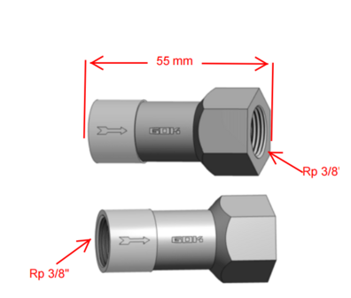 keerklep  met veer 3/8"  voor stookolie