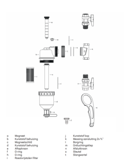 VSO  Vuilafscheider  3/4" met magneet en demontagesleutel