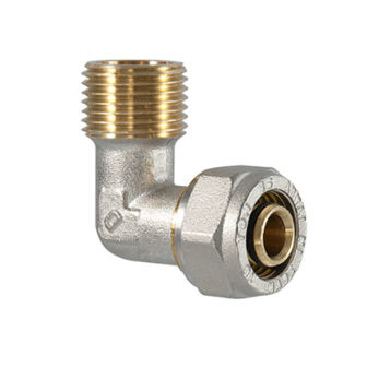  Knie 3/4" M x 16/2 mm Alupex schroef / knel koppeling - vaste insert