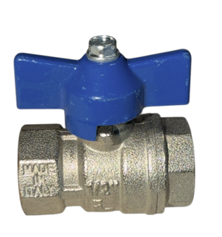 Bolkraan 1/2"FF Met Vlinder blauw  DN15