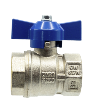 Bolkraan 1/2"FF Met Vlinder blauw  DN15