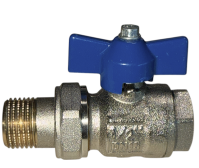 Bolkraan 1/2"MF Met Blauwe Vlinder &amp; Losse Koppeling 