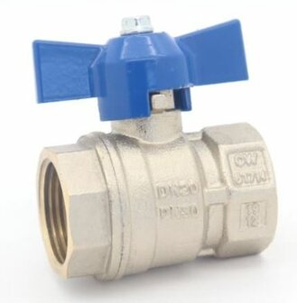 Bolkraan 4/4" FF Met BLAUWE Vlinder - DN25