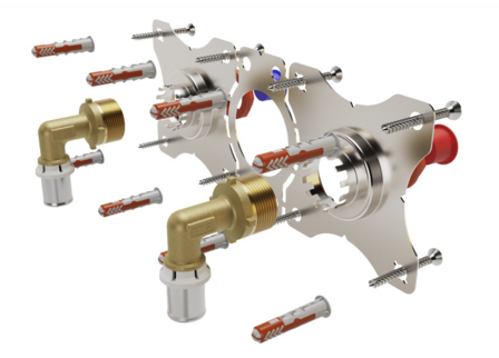 Begetube Pro-fix dubbele muurplaat met draadaansluiting 1/2F x PERS 16/2 Voor Gyproc / plaatwand