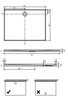 Doucheplaat Newforce Kunstmarmer 90 x 160 x 3,5 Wit