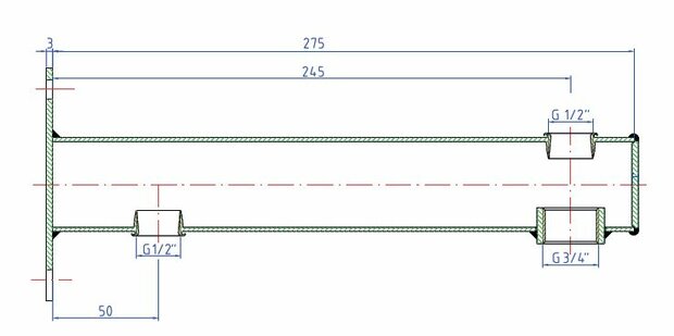 console Expansievat Rood Naakt 2 x 1/2" + 3/4" (Verwarming)