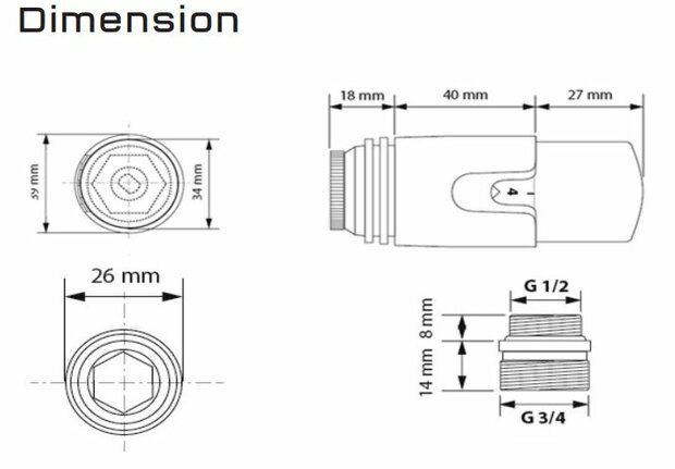 Zwart Ventielset 1/2" M  - 16/2 Muuraansluiting