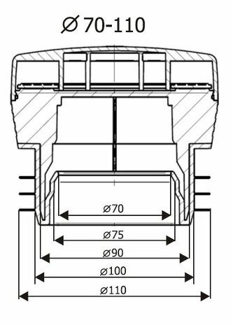 HypAir UPONOR Afvoerbeluchter Balance Maxi 70 > 110 mm