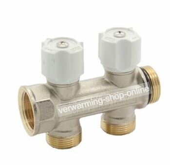 Begetube Collector 4/4" Met 2 Ingebouwde Kraantjes 3/4 Euroconus wit met indicatieplaatjes   225100902