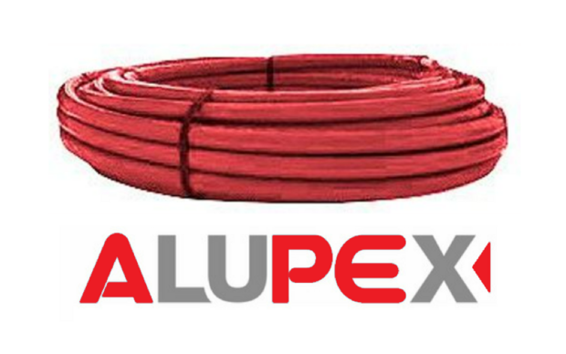 APE meerlagenbuis AluPEx  26/3 mm met blauwe isolatiemantel 10 mm (Rol 50 m Rood)
