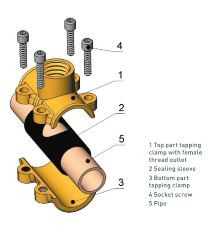 Rapid aftak T-STUK  22-1/2"F-22" (voor koper buis 22 mm)