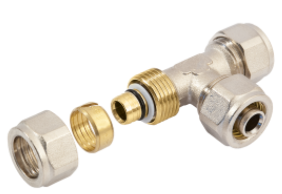T-Stuk 3 x 16/2 mm Alupex schroef / knel koppeling  - vaste insert