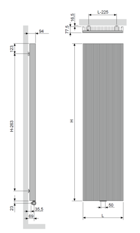 Vasco Bryce V75 Verticale Aluminium Radiator H2000 B525 (1948 Watt) - witte structuurlak S600