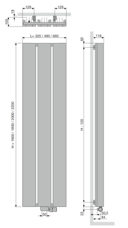 Vasco Beams Verticale Aluminium Radiator H2000 B490 (1983 Watt) - witte structuurlak S600