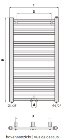 Radson Flores Elektrische Radiator H1222 B500 (552 Watt) met Middenaansluiting  RAL 9016