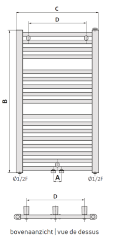 Radson Flores Radiator H1537 B600 (804 Watt) met Middenaansluiting  RAL 9016