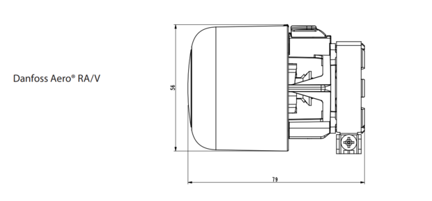 Danfoss Vervang Thermostaatkop AERO  RA/V  2960- 34 mm groot