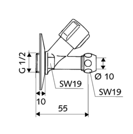 Schell Rechte stopkraan 1/2" M x 10 mm (Lavabo,WC) 059010699