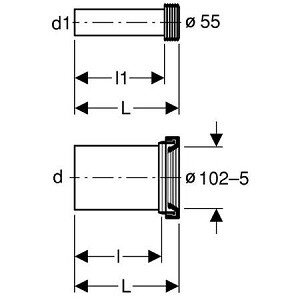 Geberit Aansluitset Aan-en Afvoer Duofix/Systemfix 45mm en 90 mm  152.426.46.1 