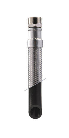 Flexibel Met Inox Omvlechting  met bocht 90° 3/4"F - 3/4"F - 30 cm