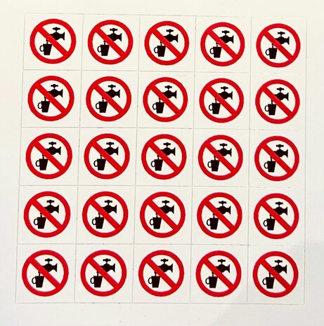 Pictogram Zelfklevend Geen Drinkwater 15 x 15 mm (vel met 25  kleine pictogrammen)