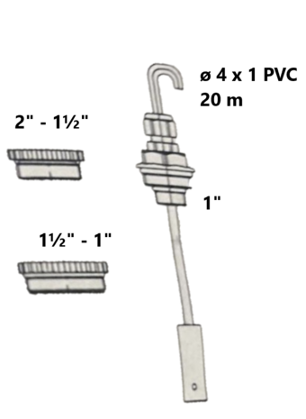 rol (20 m) Leiding 4 mm met tankaansluiting en verloopstukken voor pneumatische peilmeter  20142