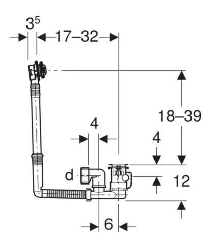 Geberit Badafvoer Stop + ketting (Standaard Model)  150.020.00.6