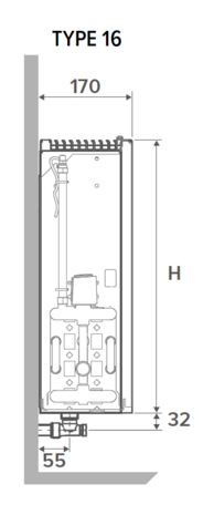 Jaga Strada Hybrid MM  50 x 160 x 16 (6724 W bij regime 75/65/20°C)