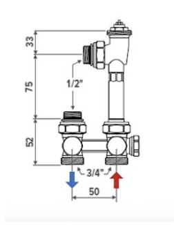 Jaga H ventielset   vloeraansluiting  EK  incl aansluitkoppelingen cu 12 mm
