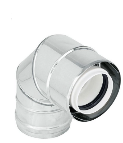Concentrische schouw bocht 90&deg;  &oslash; 80/125 mm  PP/RVS voor binnen en buiten