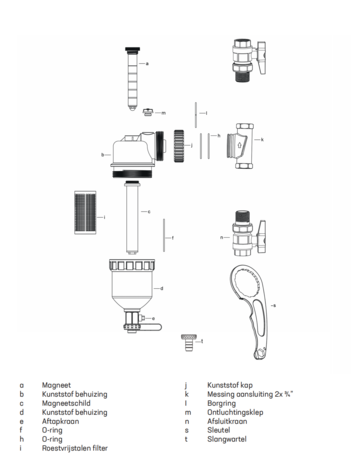 VSO  Vuilafscheider  3/4" met magneet en demontagesleutel