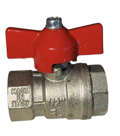 Bolkraan 1/2"FF Met Vlinder rood  DN15