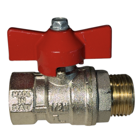 Bolkraan 1/2"MF Met Vlinder ROOD