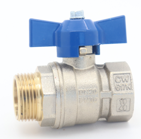 Bolkraan 1" MF Met BLAUWE Vlinder - DN25