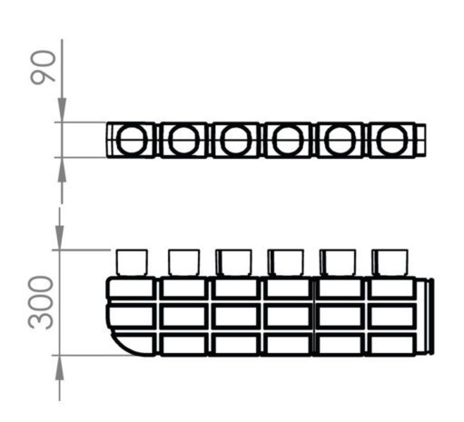 Vasco Verdelerbalk inbouw 6 aansluitingen 75mm antistatisch - easyflow beton 11VE40352