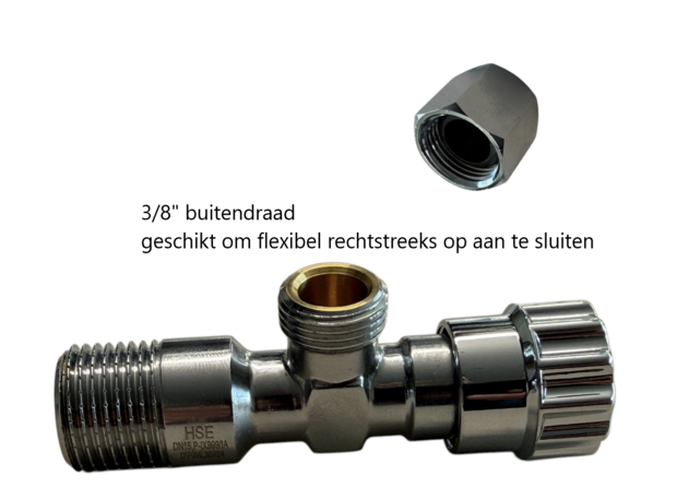 HSE Hoekstopkraan 1/2" x 10  met Rozet / Belgaqua Gekeurd