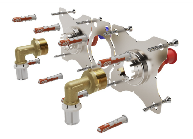 Begetube Pro-fix dubbele muurplaat met draadaansluiting 1/2F x PERS 16/2 Voor Gyproc / plaatwand